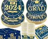 Blue and Gold Graduation Decorations Class of 2024, Navy Blue Graduation... - $39.90