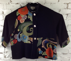 Vintage Norm Thompson Jacket Women’s 2X Black Floral Buttons Escape Ordi... - £22.65 GBP