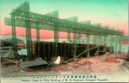 Vtg Cartolina 1910s Nagasaki Giappone - Gauntry Crane Per Navicella Costruzione - £34.44 GBP