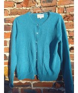 VTG Gleneagle Knitwear Bermuda Cardigan Sweater Unisex L Cashmere Teal Blue - £38.10 GBP