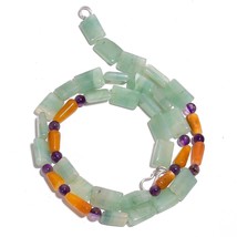 Natural Multi Aventurine Amethyst Gemstone Mix Shape Beads Necklace 17&quot; ... - £8.52 GBP