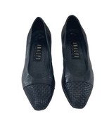 Amalfi Slip On Heels Black Leather Woven Almond Toe Cap Size 7 Vintage I... - €9,70 EUR