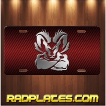 RAM Inspired Art on Simulated Red Carbon Fiber Aluminum License Plate Tag - £15.57 GBP