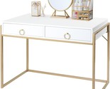 Home Office Writing Desk 2 Drawers Storage, Contemporary Makeup Vanity T... - $296.99