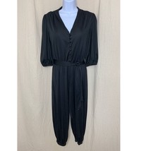 1960s Stellas Disco Black Satin Emo Goth Whimsigoth Polyester Jumpsuit J... - $28.00