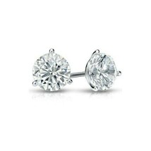 1Ct Round Simulated Diamond Earrings Martini Stud White Gold Plated Screw Back - £21.97 GBP