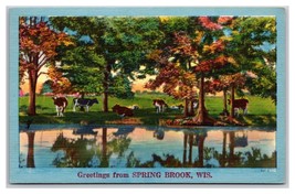 Generic Scenic Greetings Spring Brook WI Dealer Sample UNP LInen Postcard M20 - £4.62 GBP