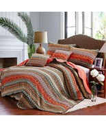 Best Striped Classical Cotton 3-Piece Patchwork Bedspread Quilt Sets Queen - £52.15 GBP