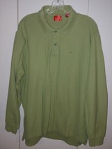 Izod Men&#39;s Green Knit &quot;Double Pique&quot; Ls Polo SHIRT-L-100% COTTON-BARELY Worn - £6.71 GBP