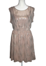 Forever 21 Dress Beige Nude Tan W/ Gold Size M Medium Holiday Party Cap ... - £14.39 GBP
