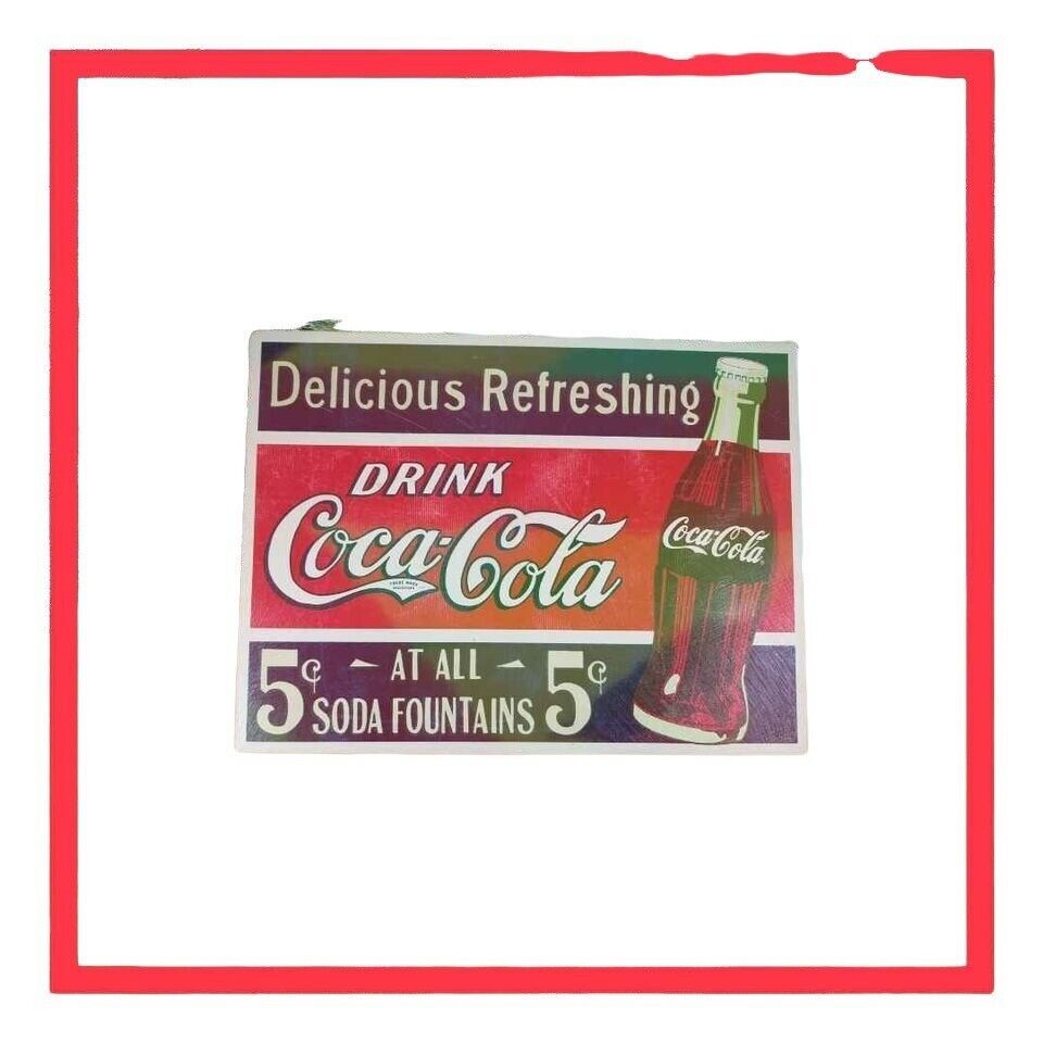 Coca-Cola Sign 16"W X 12"H Repro 1997 Vintage Wall Hanging Fiber Bottle Soda - $9.50