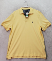 Nautica Polo Shirt Mens Large Yellow 100% Cotton Short Sleeve Slit Collared Logo - £18.43 GBP