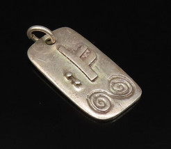 925 Silver - Vintage Modernist Engraved Spiral Detail Drop Pendant - PT2... - £26.39 GBP