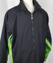 Kenpo Windbreaker Tech Jacket Large Black Neon Green Fleece Lined Ski Sn... - £15.17 GBP