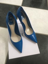 NIB 100% AUTH Christian Dior Cherie Blue Leather Pointy Pumps 10cm $650 - £312.96 GBP