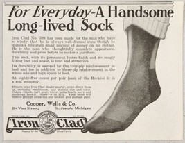 1920 Print Ad Iron Clad No. 398 Socks Cooper,Wells &amp; Co. St Joseph,Michigan - $12.07