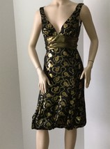 NEW Nicole Miller Collection Black and Gold Print Dress (Size 0) -  $375 - £58.59 GBP