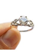 14 k white gold Celtic engagement ring white sapphire - $520.00+