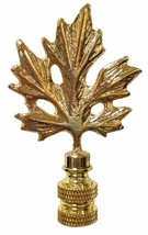 Royal Designs Lamp Finial Maple Leaf 3&quot; Lamp Shade Topper Polished Brass - £20.32 GBP+