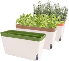 OurWarm Windowsill Herb Planter Box Indoor Set of 3, 10.5 Inch Self Watering - £28.76 GBP