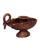 Vintage Wood Tone Swan Hard Plastic Votive Candle Holder 6x3 Made in Italy - $24.05 CAD
