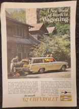 Vintage Colorized Ad Page Chevrolet 1962 Jet Smooth Ride Wagoning - $6.62