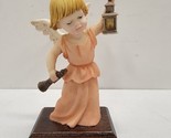 Pasquini Angel Holding Lamp Hand Painted Figurine 3.5&quot; TALL Made In Italy - $14.79