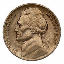 1939-D Jefferson Cinq Cents Nickel 5C (Choix Bu État) Complet Excellent État - £66.46 GBP