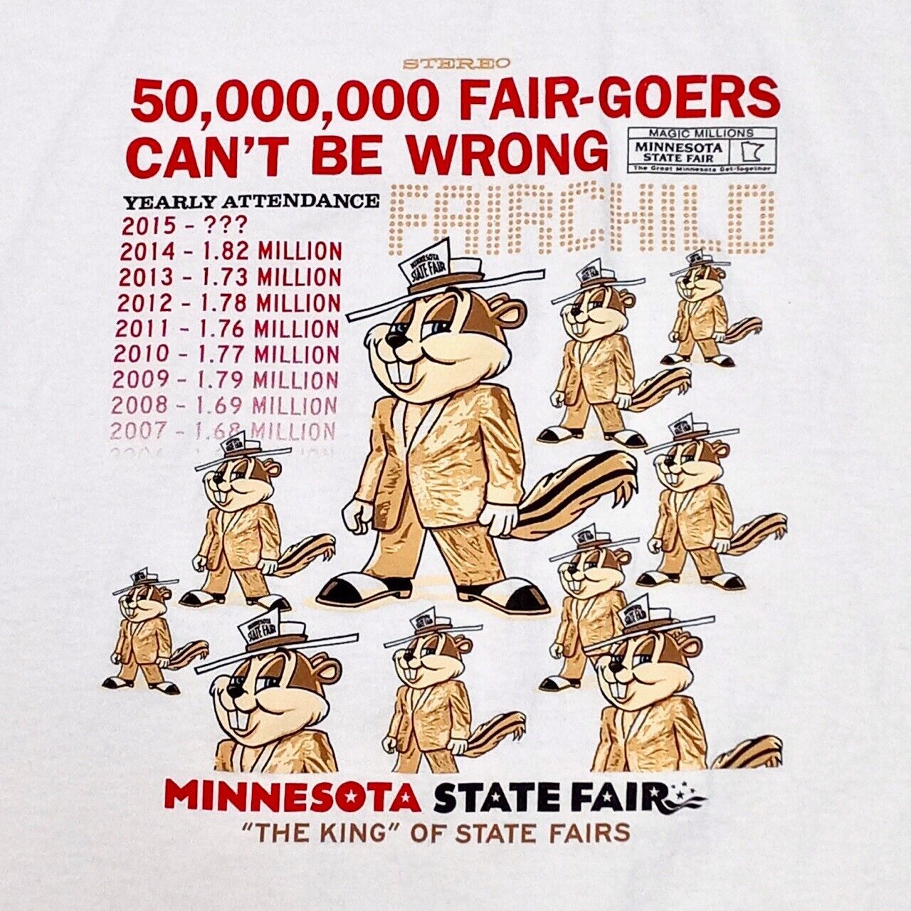 Primary image for Minnesota State Fair Fairchild the Gopher Graphic Tee T-Shirt - Men's Size 3XL