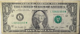 US$1 2009 Fancy Serial Number ending with W: L 02622300 W - £5.37 GBP