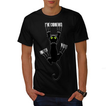 Attached Cute Funny Cat Shirt Fun Wild Cat Men T-shirt - £10.38 GBP