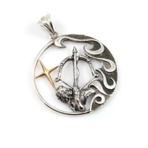 Sagittarius Zodiac Sign Sterling Silver Pendants Charm with Golden Star - £127.00 GBP
