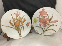 Flowers &amp; Butterflies  2 Japanese Decorative 6 3/8&quot; percaline plate plaques - £7.73 GBP