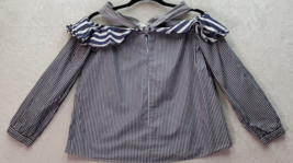 J.CREW Blouse Top Womens Size 2 Navy Striped Cotton Off the Shoulder Back Zipper - £14.43 GBP