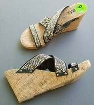 XOXO Sandals 9.5 Wedge Cork Elastic Studs - $52.24