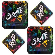 HOME &amp; HOOPLA Skate Party Supplies - Paint Splatter Skater Paper Dinner Plates a - £15.04 GBP+