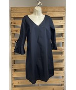 J.Crew Outlet Black Cotton Trumpet Sleeve Knee Length Career Dress Size ... - $24.48 CAD