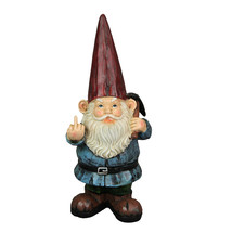 12 Inch Rude Grumpy Gnome Middle Finger Garden Statue Indoor Outdoor Gre... - $29.69