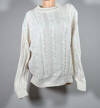 Vintage 90s GAP Cream Cable Knit Slouchy Oversize Fisherman Sweater Size... - $34.64
