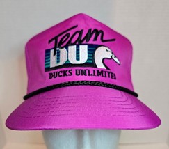 Vintage Men’s Women’s Neon Pink Team Duck Ducks Unlimited Hat Cap Snapback Rope - £35.00 GBP