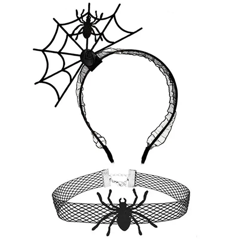 Headband decorative festive spider hair hoop with choker aklace photo props fancy dress thumb200