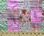 Cotton Pink Green Floral Plaid Unquilted Patchwork Fabric Print BTY (740... - $9.95