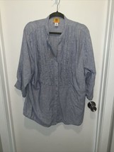 Ruby Red Linen Blouse Missing Button - $9.50