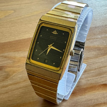 Vintage Seiko Quartz Watch 5P32-511A Men Gold Tone Black Rectangle New Battery - £30.62 GBP