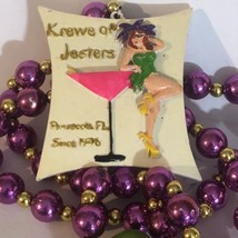 Krewe Of Jesters Mardi Gras Necklace Purple Beads Pensacola Florida ODS2 - £6.47 GBP