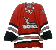 Vtg 90s Bauer IHL Kansas City Blades Hockey Red Jersey SZ M Canada Rare - $142.44