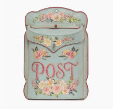 Floral Embossed Metal Distressed Mailbox Post Box Cottagecore Shabby Chic Rustic - £48.70 GBP