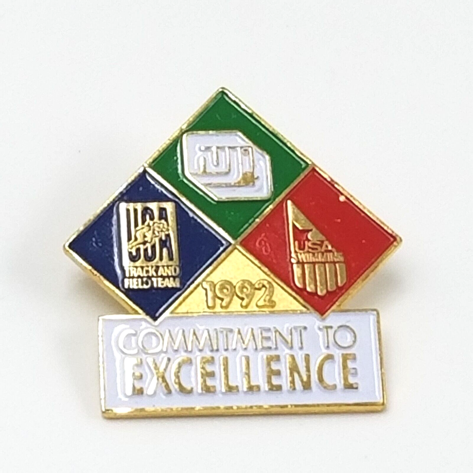 Fuji 1992 Barcelona Olympics Pin Truck & Field Team USA Commitment to Excellence - $9.99