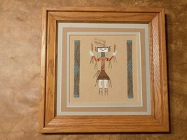 Native American Navajo Sand Painting Wood Framed Wall Picture Mesa Verde 1988 - £31.01 GBP