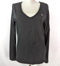 Lauren Jeans Ralph Lauren Black V-neck Long Sleeve T-shirt Womens size M - £11.97 GBP